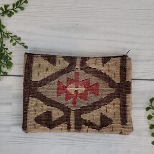 Handmade Kilim Pouch Tribal Pattern Textile 6" X 8"